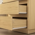 thumbnail image 6 of Hommoo Modern Wood 3-Drawer Fluted End Table Set of 2, Bedside Table Nightstand Set with Fast USB Charging Station, for Living Room,Bedroom,Office, Natural, 6 of 7