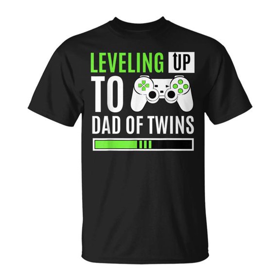 SR Leveling Up To Dad Of Twins Gaming Gender Reveal Celebration T-shirt