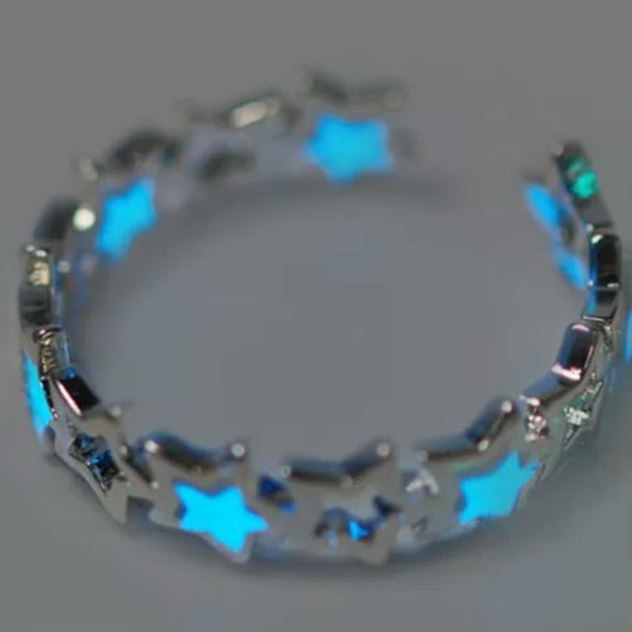 HOOUN Luminous Hollow Heart Star Ring Glowing In The Dark Jewelry Rings For Women Gift-Star Blue