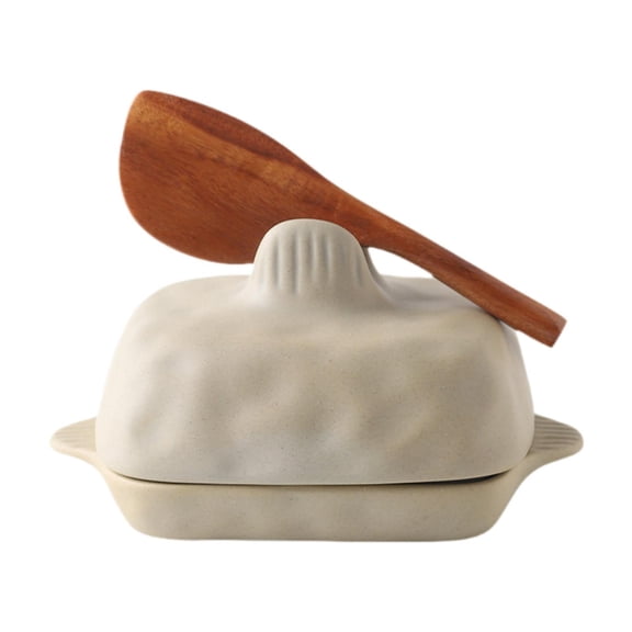Butter Dish Countertop Cheese Container Dustproof Lid Ceramic Design for Hotel Kitchen Fridge