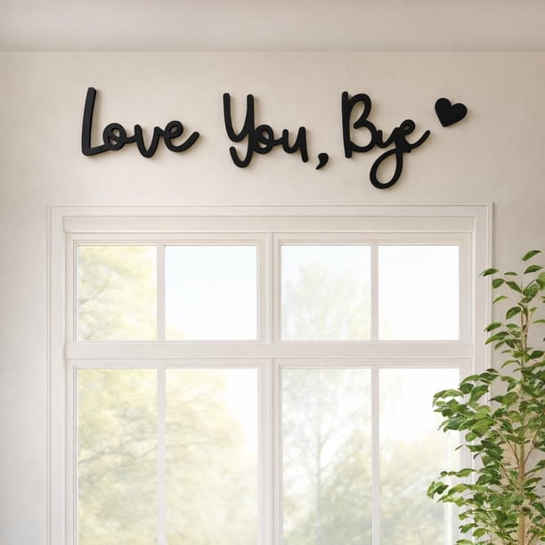 Letrero de madera con texto «Love You Bye» para decoración del hogar