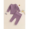 thumbnail image 4 of Suealasg Infant Girl Fall Outfits Clothes 3 6 12 Months Baby Girl Long Sleeve Ribbed Tops Long Pants Set 2Pcs Casual Autumn Clothing for Newborn Girl, 4 of 7
