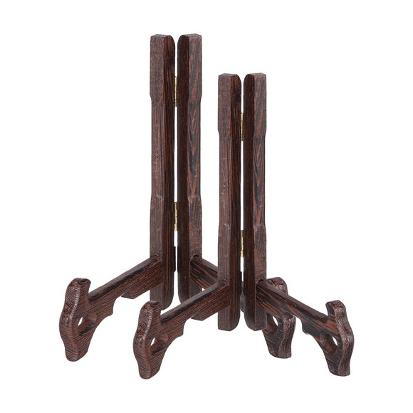 Uxcell 2Pcs Wooden Easel Plate Holder, 6" Small Natural Wood Easels Folding Table Display Stand for Decorative Picture Frame Book Artwork Desktop Ornaments