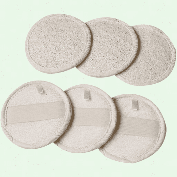 Eco-Friendly Exfoliating Loofah Sponge Pads - Round Reusable Makeup Remover Pads - 6pcs