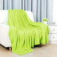 thumbnail image 2 of REGALWOVEN 1 Pcs Home Warm Soft Microplush Fleece Solid Throw Blanket Yellow Green 78" x 90", 2 of 8