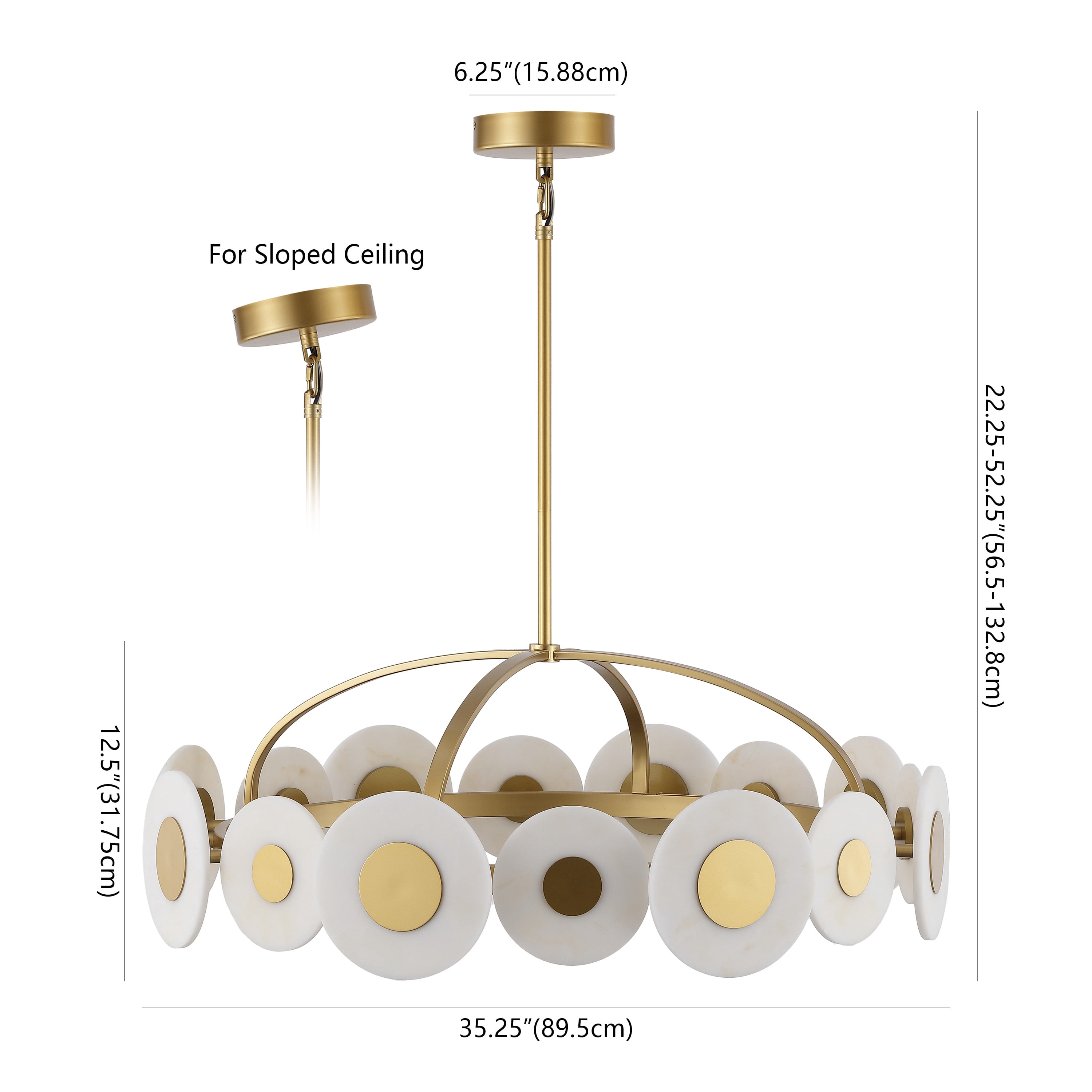 Safavieh Counture Keith Metal Chandelier, Gold/White