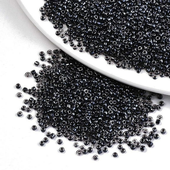 100gs 12/0 Glass Seed Beads Transparent Inside Colours Luster Round Hole Round Black 12/0 2~2.5x1.5~2mm Hole: 0.8mm about 6666pcs/100g