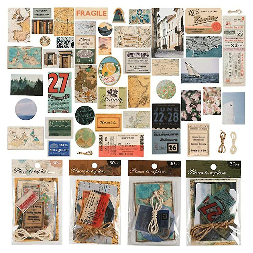 SICED Literature And Art Retro Pocket Diy Map Decoration Stickers Mist 