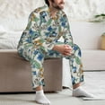 thumbnail image 7 of Naloa Dinosaurs And Leaves Men’s Pajamas Set - Long Sleeve Button Down Sleep Shirt and Pajama Bottoms Sleepwear Set-X-Large, 7 of 7