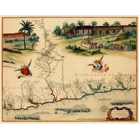Historic Map - Paraiba Rio Grande Do Norte Brazil Coast - Blaeu 1662