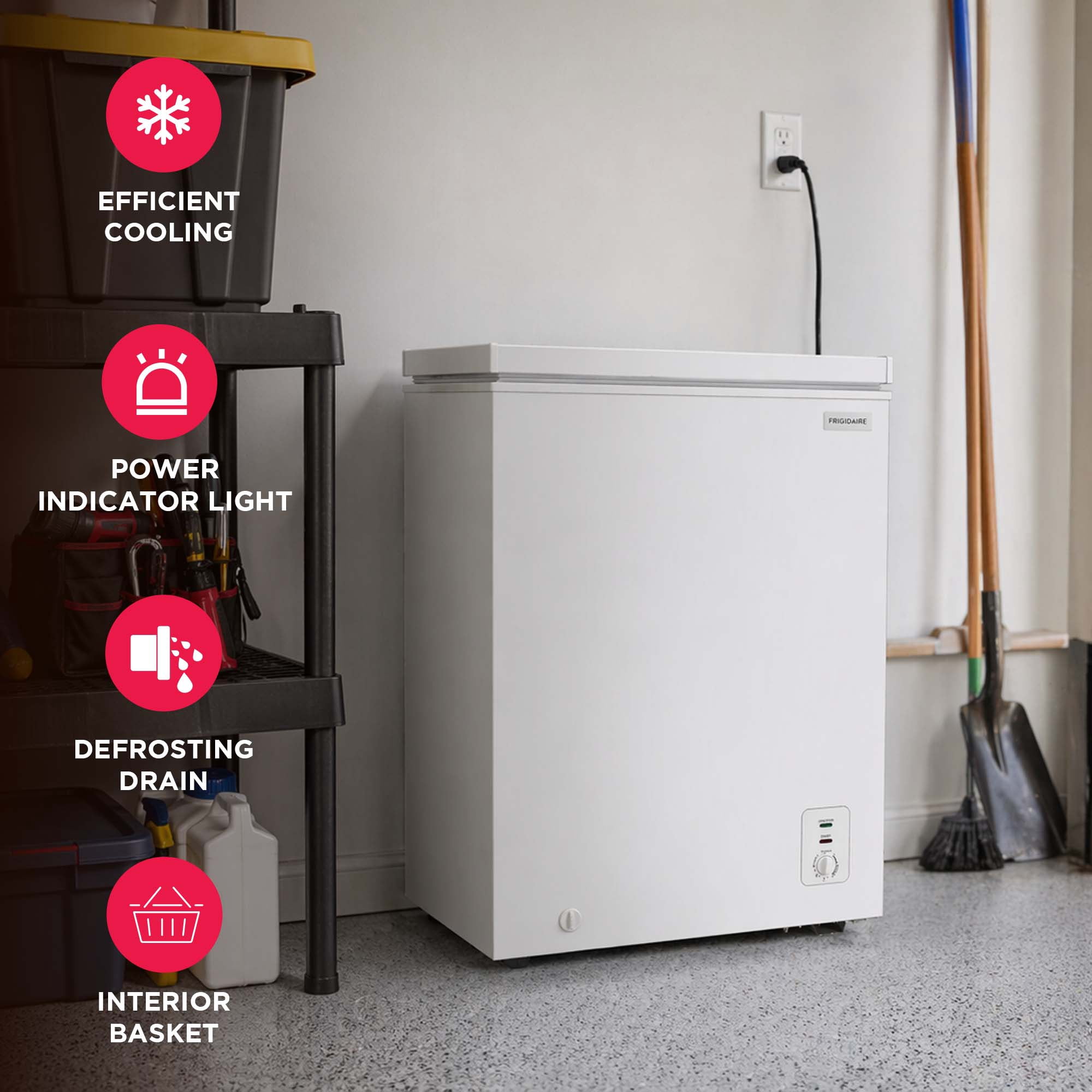 Frigidaire 5.0 Cu. ft. Garage Ready Chest Freezer, Compact Deep Freezer for Garage, Kitchen, Apartment, White