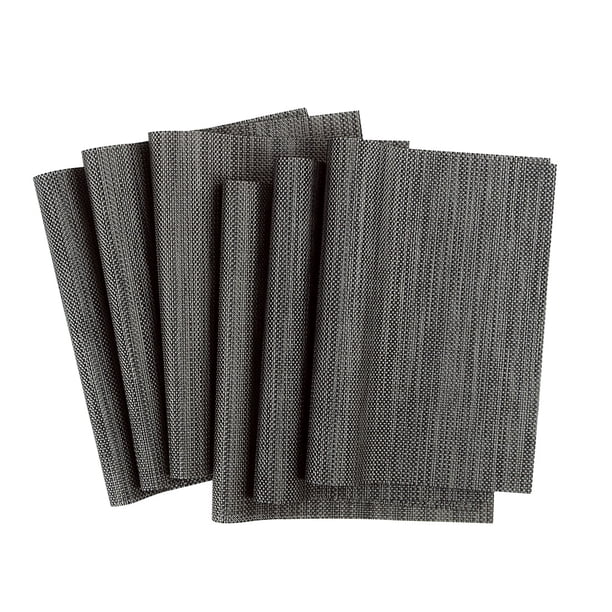 Alfombrillas de PVC extraíbles antideslizantes resistentes al calor Manteles individuales tejidos Gris oscuro 6 piezas