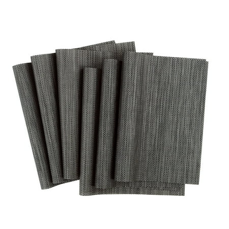 

Unique Bargains 18 x 12 Heat Resistant Woven Placemats PVC Dark Gray 6Pcs