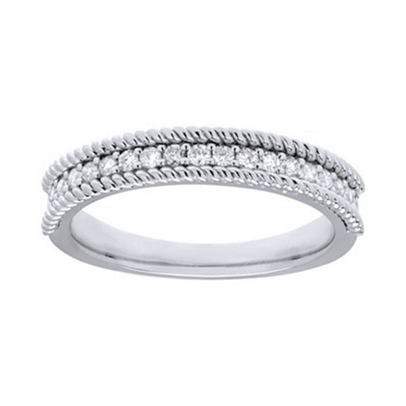AFFY White Natural Diamond Anniversary Band Ring In 10k White Gold (0.25 Cttw)