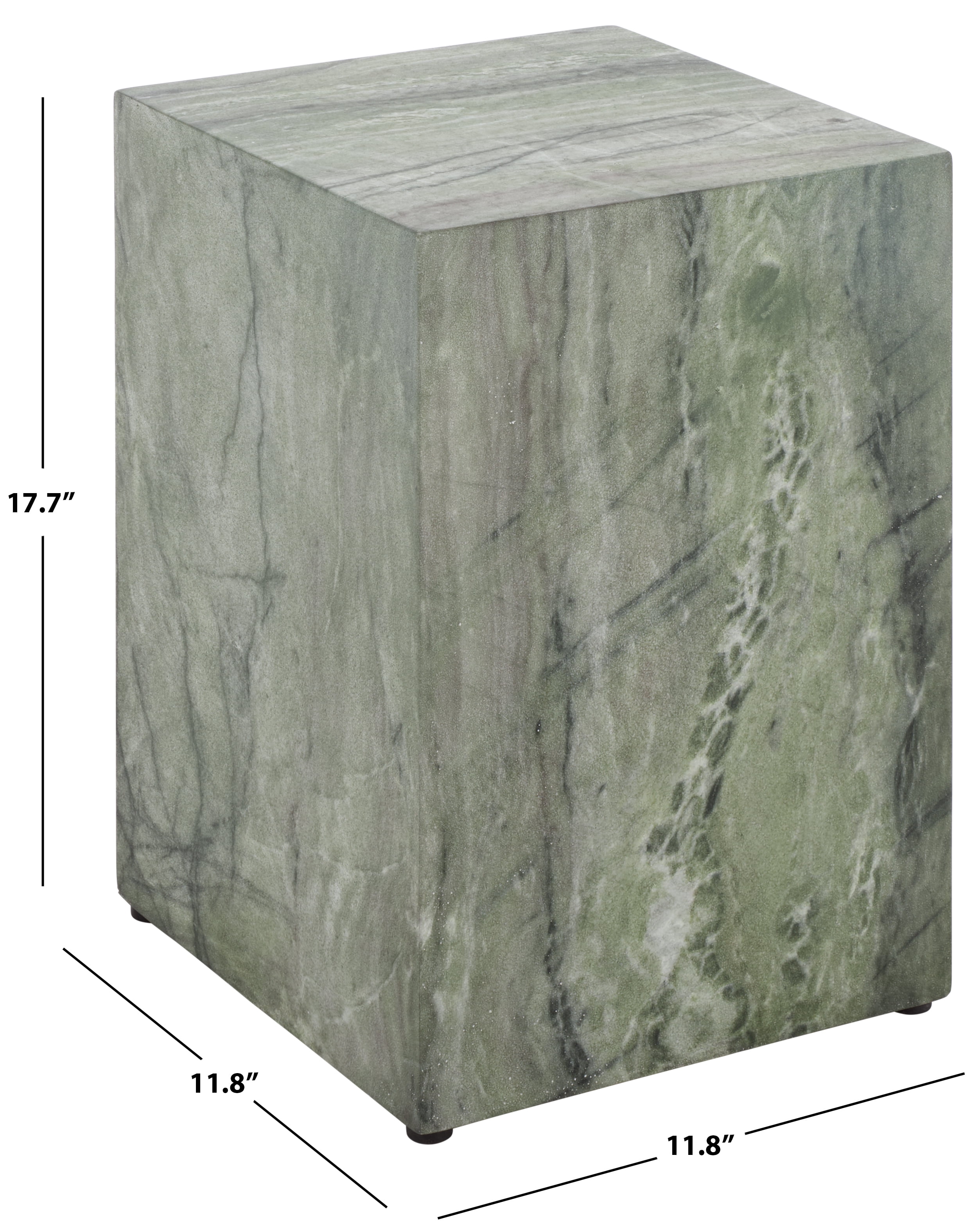 Safavieh Tina Cube Outdoor Polystone End Table, Green Marble