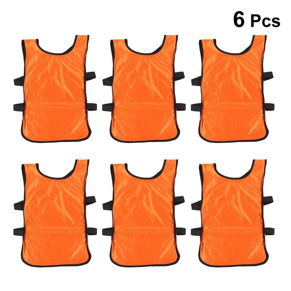 GOOHOCHY 6 chalecos de fútbol naranjas para niños, transpirables, para entrenamiento de fútbol.