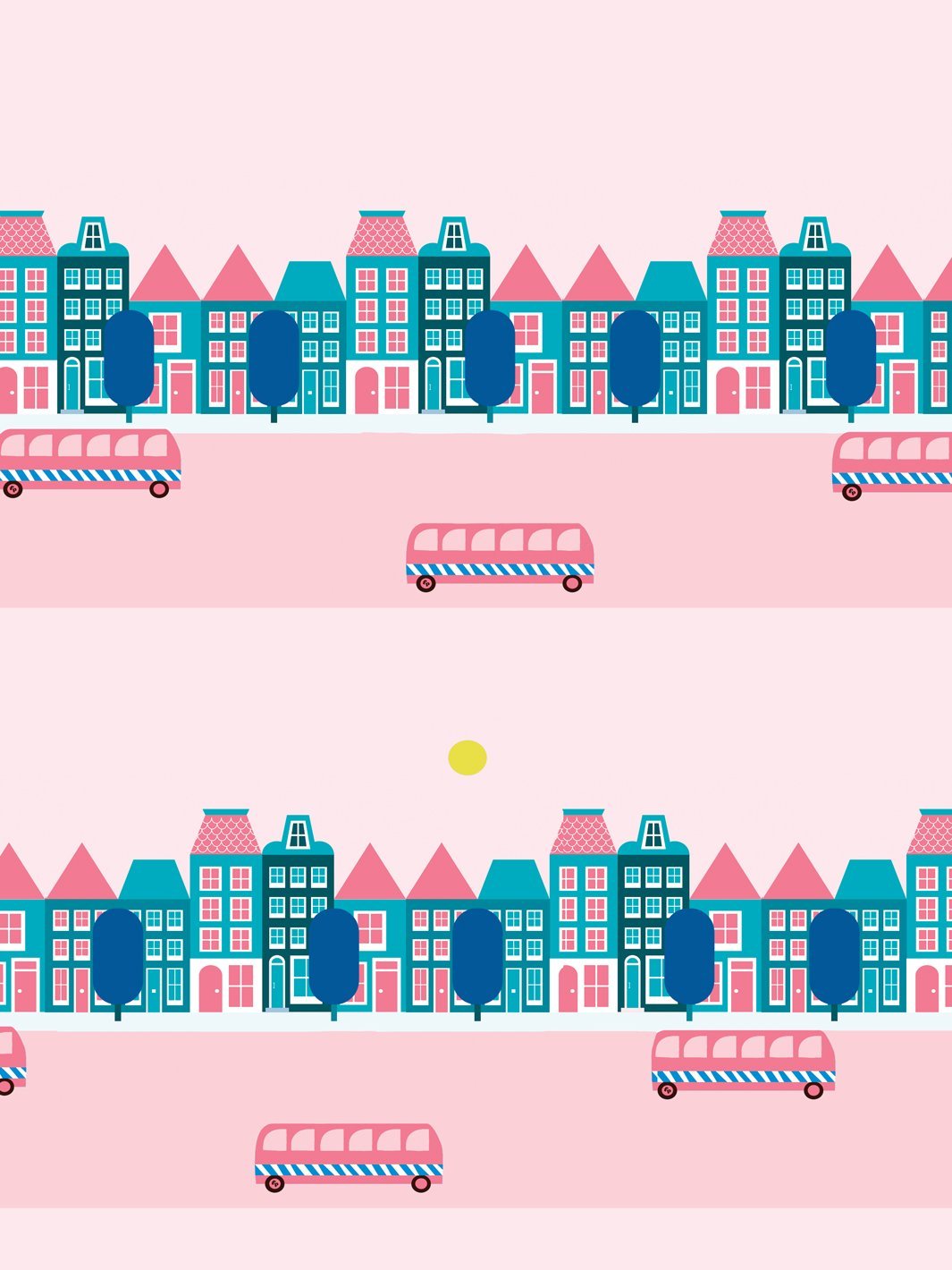 Bus Route Removable Vinyl Wallpaper by Fisher-Price - Pink