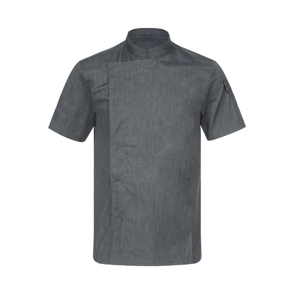 Miutii Unisex Adult Chef Jackets Professional Chef Coat Short Sleeve Shirt Hotel Kitchen Work Uniform Tops Dark Gray XL