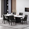 thumbnail image 2 of GDF Studio Maggie Contemporary Faux Leather Tufted Dining Chairs, Set of 6, Midnight Black and Dark Brown, 2 of 7