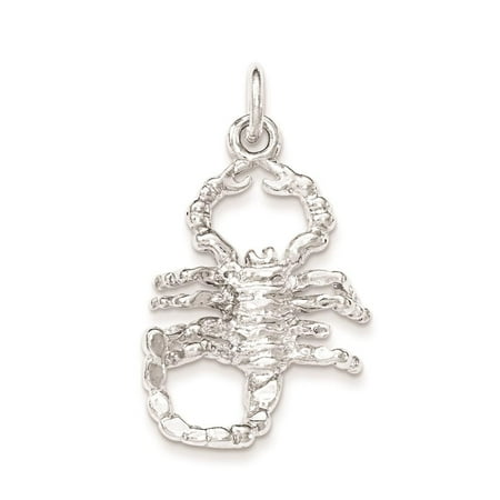 925 Sterling Silver Polished Scorpion Open-back Textured Charm Pendant