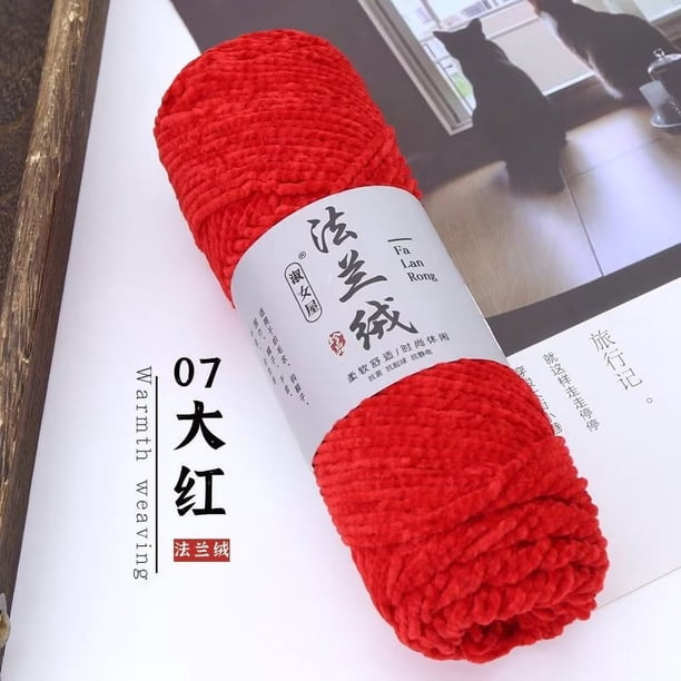 Zhuge Hilo de felpa de terciopelo de 150 g para crochet y tejido - Hilo de manta de chenilla suave y grueso, rojo