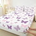 thumbnail image 3 of Homewish Purple Pink Butterflies 4-Piece Full Size Sheets for Female Men,Dreamy Princess Bed Sheets,Kawaii Cartoon Lightweight Sheet Sets,Lightweight Room Decor, 3 of 7
