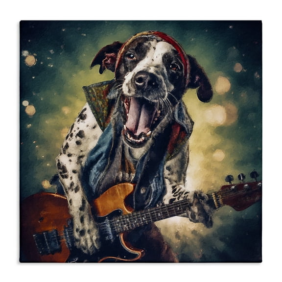 Stupell Industries Musician Dog Singing Animals Painting Wrapped Canvas Art Print Wall Art, 17 x 17