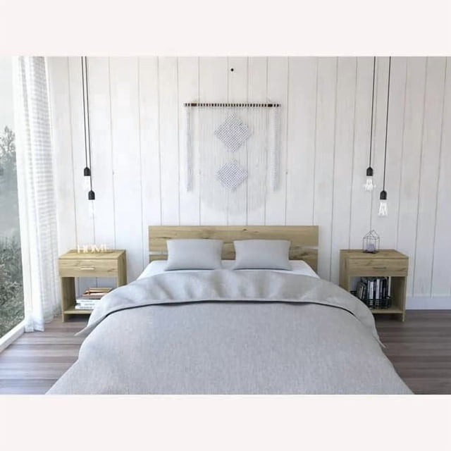 Cabecera para Cama Queen Size con 2 Burós Laterales Integrados Color Beige | Excelsior Provenza