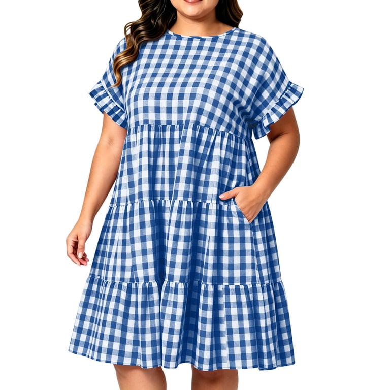 xxl short dresses Manllenshie Women's Plus Size Dresses Casual Flowy Dress with Pocket Short  Ruffle Sleeve V Neck Drawstring Bow Summer(Black,XL) at Amazon Women's  Clothing store