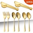 thumbnail image 2 of Ensemble d'Ustensiles de Service en Acier Inoxydable 410 Premium avec Cuillère, Pince à Steak et Fourchettes Multi-Usages – Résistant à la Rouille, Design Élégant en Or Rose pour une Cuisine Décontractée Ou Fine, Facile à Nettoyer, 2 of 6
