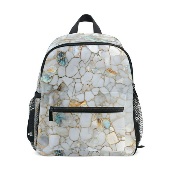ALAZA White Marble School Backpack Small Bookbag Mini Bags