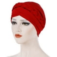 thumbnail image 3 of Women's Solid Turban Wrap One Tail Design Stretch Knit Head Cover, 3 of 3