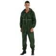 thumbnail image 2 of TSSOE Men Reflective Strip Waterproof Rainsuit One Piece Raincoat Motorcycle Rain Suit Hooded Dark Green 185/3XL, 2 of 7