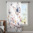 thumbnail image 4 of Spring Flowers Sheer Curtains 54 Inches Long, Watercolor Botanical Floral Butterfly Light Filering Curtains, Breathable Simi Curtain Privacy Drapes for Kitchen Bathroom Small Window Treatment, 4 of 9