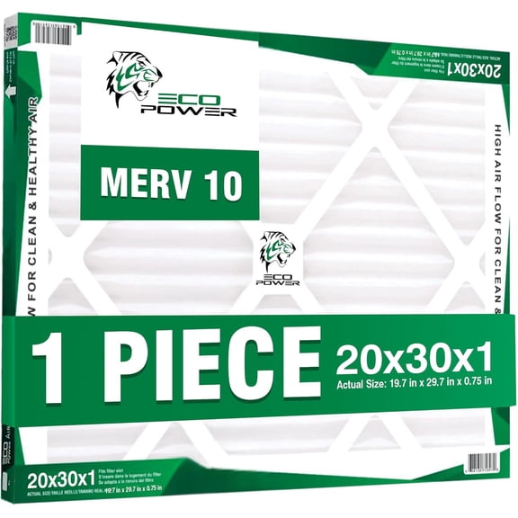 20x30x1, Air Filter MERV 10 (1-Pcs), Pleated HVAC AC Furnace Air Filters Replacement