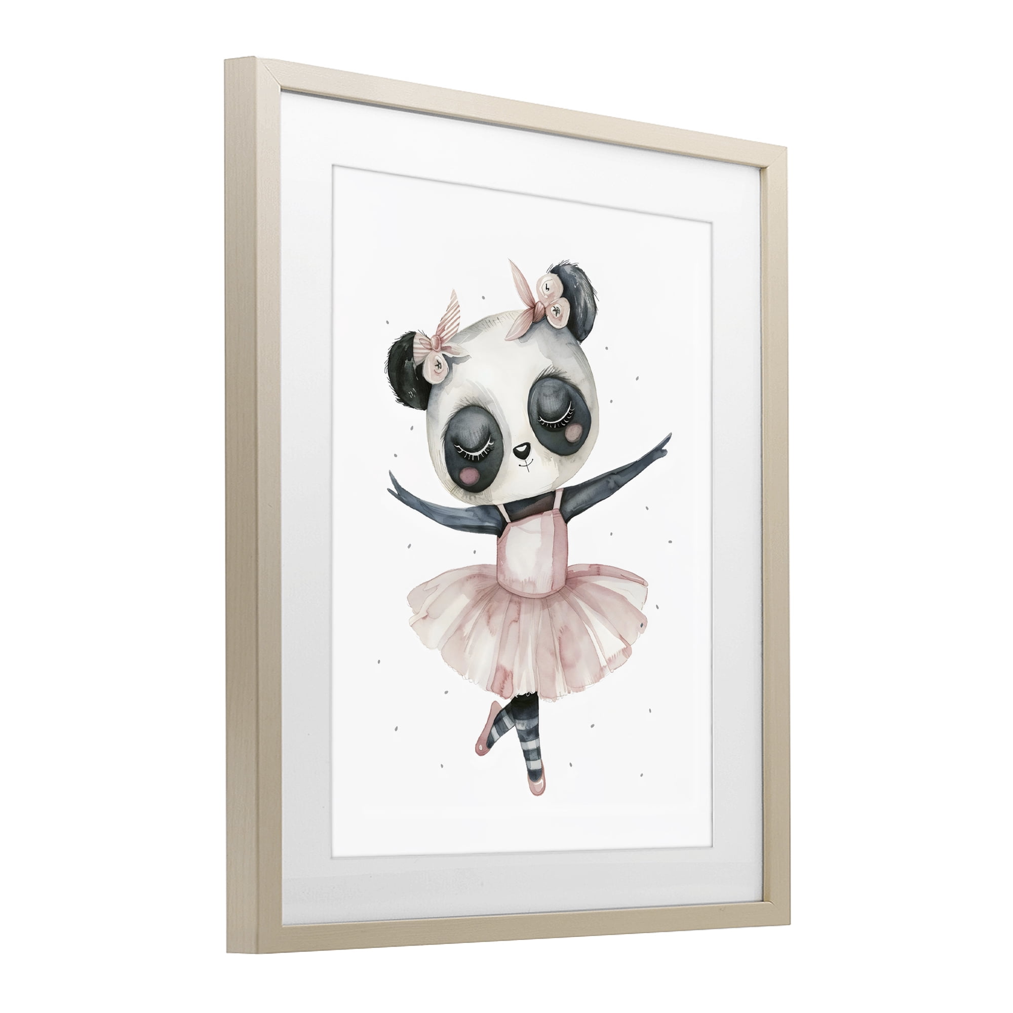 Stupell Industries Ballerina Panda in Pink Tutu Birch Framed Print Under Glass, design by LSR Design Studio