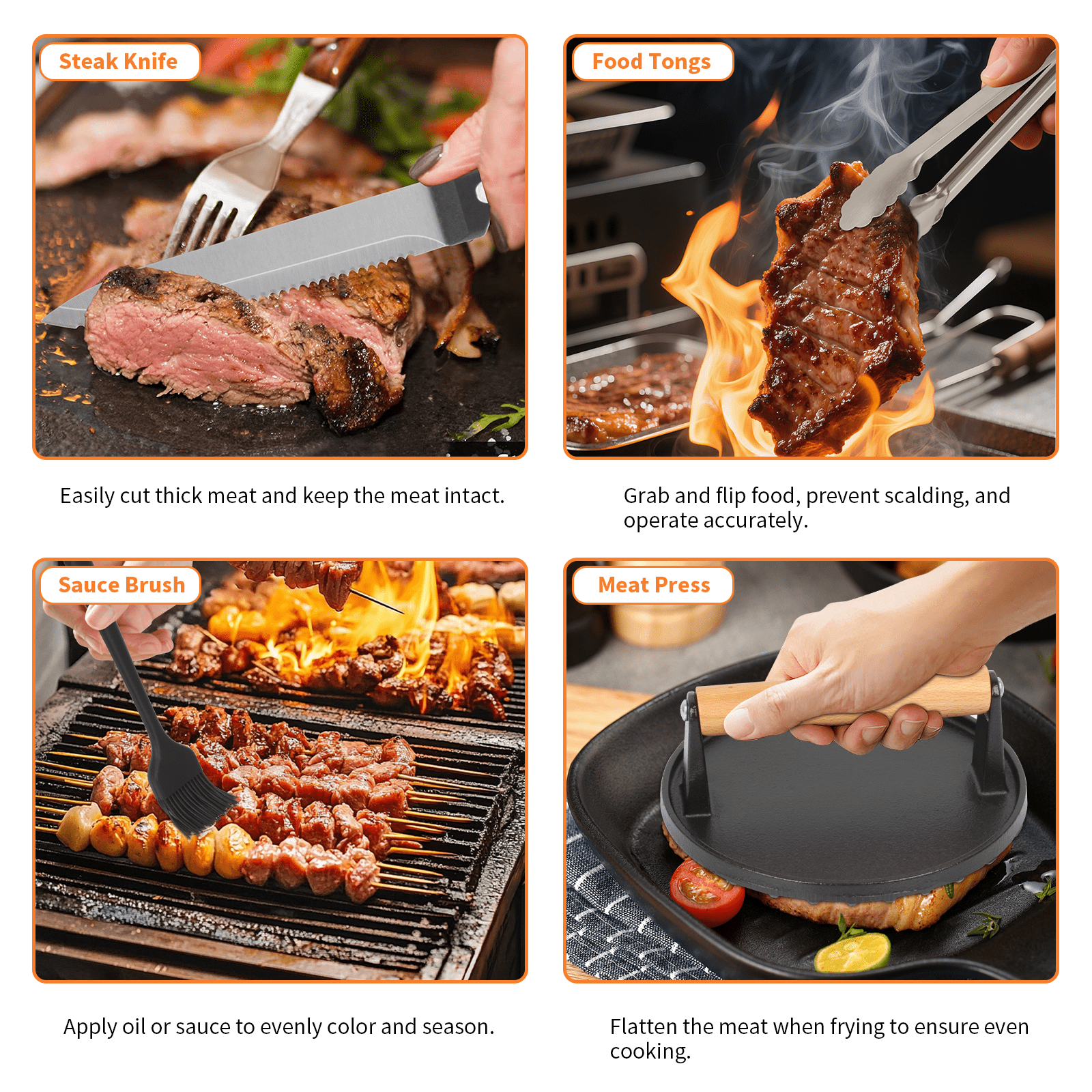 Ocalpur  Griddle Accessories Kit, 130 PCS Stainless Steel Griddle Accessories Set for Blackstone, Professional Grill BBQ Spatula Set for Outdoor Camping