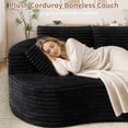 thumbnail image 4 of IDEALSOUL 118" Oversized Curved Modular Sectional Sofa, Deep Seat Upholstered Boneless Couch Sofa, Modern Flannel L-Shape Cloud Couch for Living Room, No Assembly Required, Black, 4 of 11