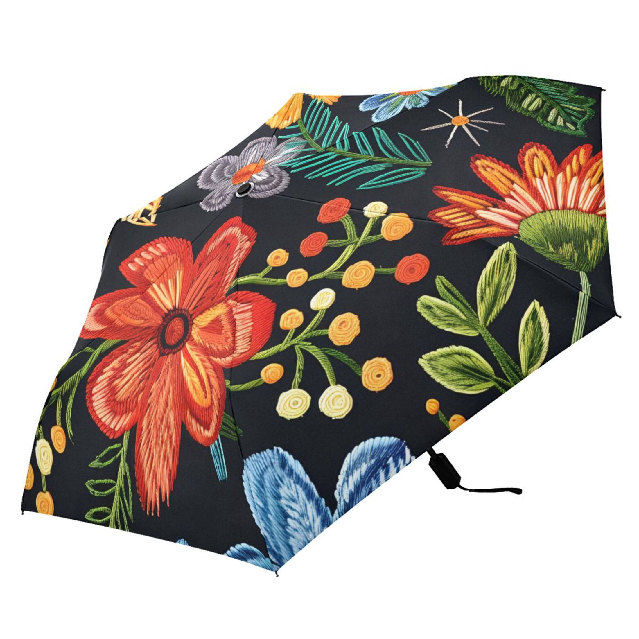 ALAZA Retro Vintage Flower UPF 50+ Compact Folding Umbrella for Rain Travel Umbrella Packable