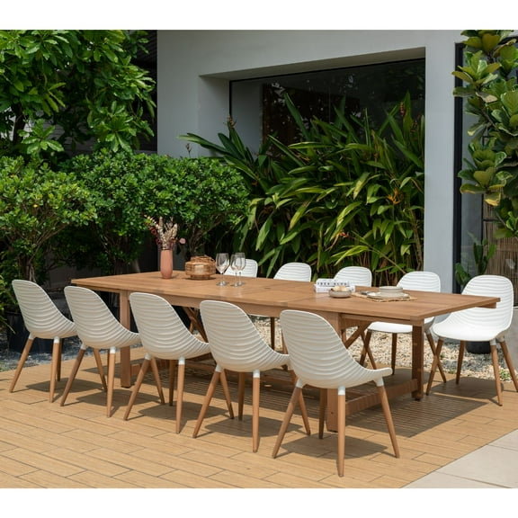 Amazonia Siena 11-piece, 100% FSC Certified Wood With Teak Finish, Outdoor Patio Dining Set