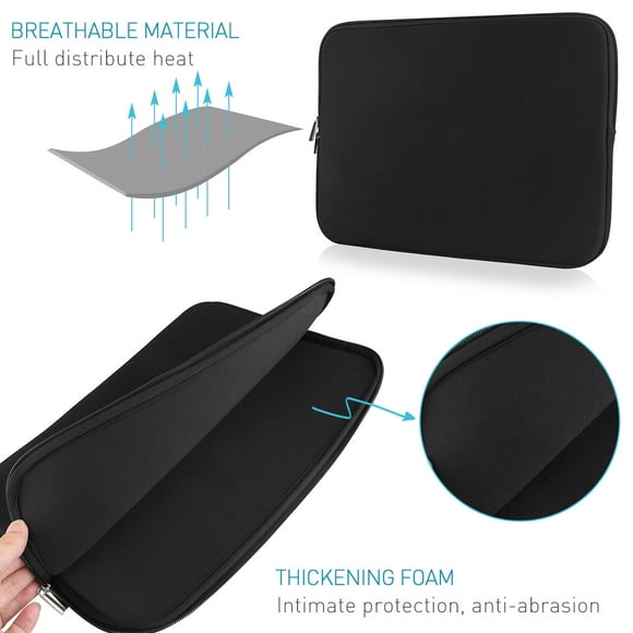 ETHZZLE Black Laptop Sleeve Bag with Zipper Fits 13 to 14 Inch Laptops Notebooks