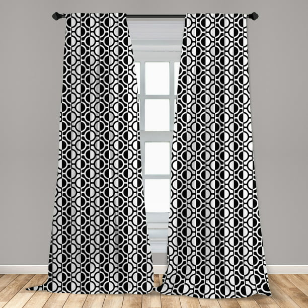 Black And White Curtains 2 Panels Set, 95 In Curtains White