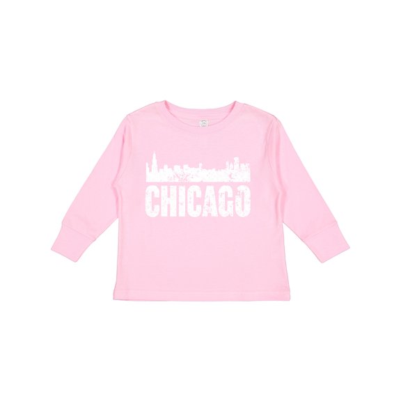 Inktastic Chicago Skyline Grunge Boys or Girls Long Sleeve Toddler T-Shirt