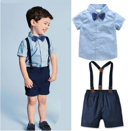 

Tagold Fall Savings Clearance Kids Winter Jumpsuits Romper Boys Gentlemen s Clothing Summer Short Sleeve Top Bib Shorts Tie Three-piece Set