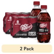 (2 pack) Dr Pepper Zero Sugar Soda Pop, 12 fl oz, 8 Pack Bottles
