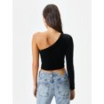 thumbnail image 4 of Crop Velvet One Shoulder T-Shirt, 4 of 6