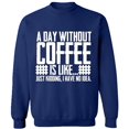 thumbnail image 2 of OXI Crewneck Sweatshirt - A Day Without Coffee is Like,Basic Casual Sweatshirts for Men's and Women Fleece Sweatshirt Long Sleeve - Navy Blue 2X-Large, 2 of 2