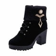 thumbnail image 2 of Tponi Girls Boots Women Boots Low Heel Boots Round Toe Mid Heel Ankle-High Nightclub Booties, 2 of 6