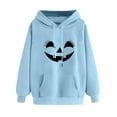 thumbnail image 3 of Halloween Womens Hoodies Spooky Devil Expression Printed Hooded Sweatshirts Casual Loose Fleece Jacket 2025 Fall Halloween Costume Long Sleeve Sweaters Pullover with Pocket, 3 of 4