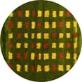 thumbnail image 1 of Ahgly Company Machine Washable Indoor Round Abstract Yellow Contemporary Area Rugs, 8' Round, 1 of 4